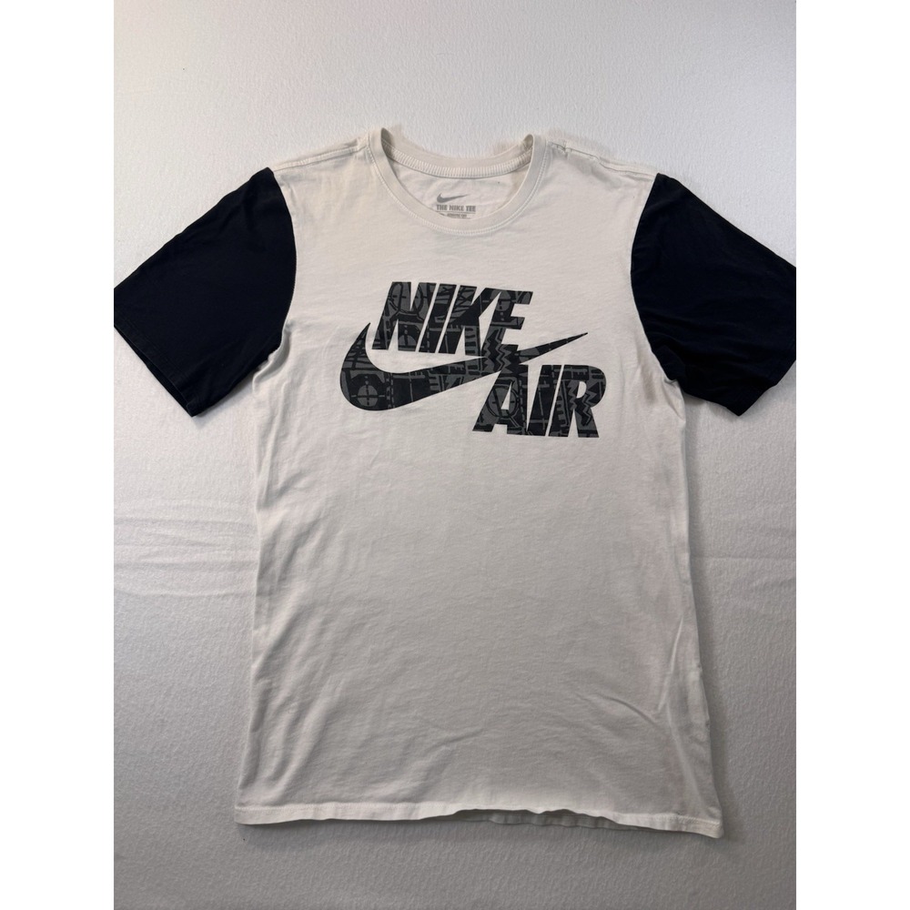 Nike Air Mens T Shirt Small White Black Swoosh Crew Neck Short Sleeve Casual